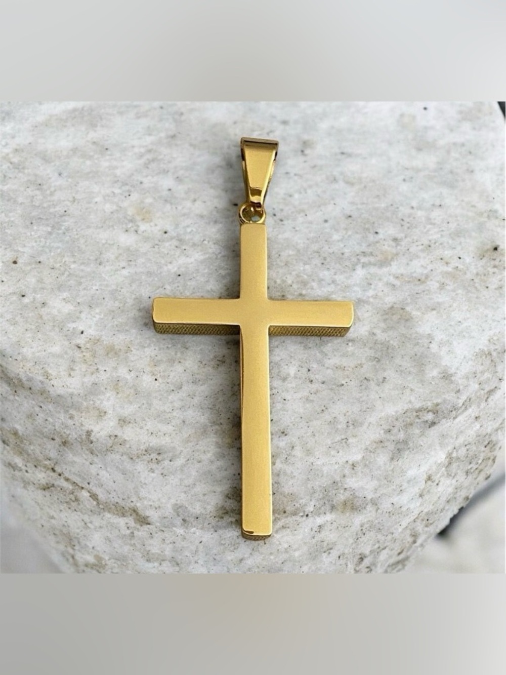 14 Karat Gold Plated Men’s Stainless Steel 1.54” x 0.98” Cross - Picture 5 of 6